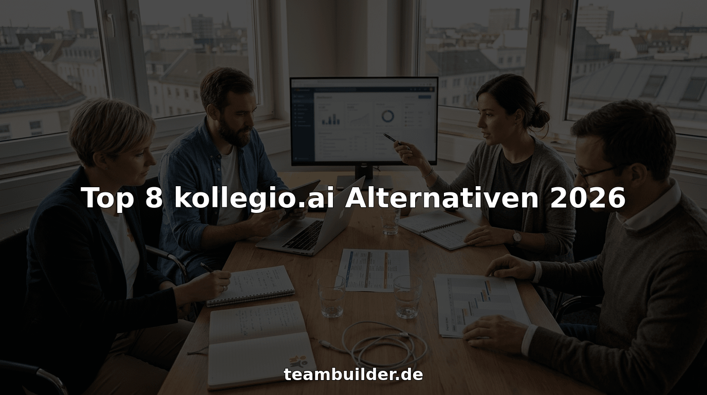 Ein Team sitzt gemeinsam am Konferenztisch und bespricht sich – jeder hat sein digitales Gerät dabei.
