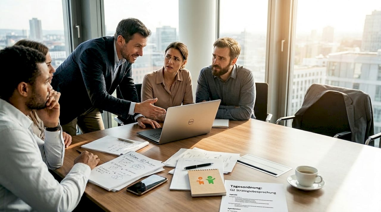 Im Meeting kommt es im Team immer wieder zu Missverständnissen und Problemen bei der Kommunikation.