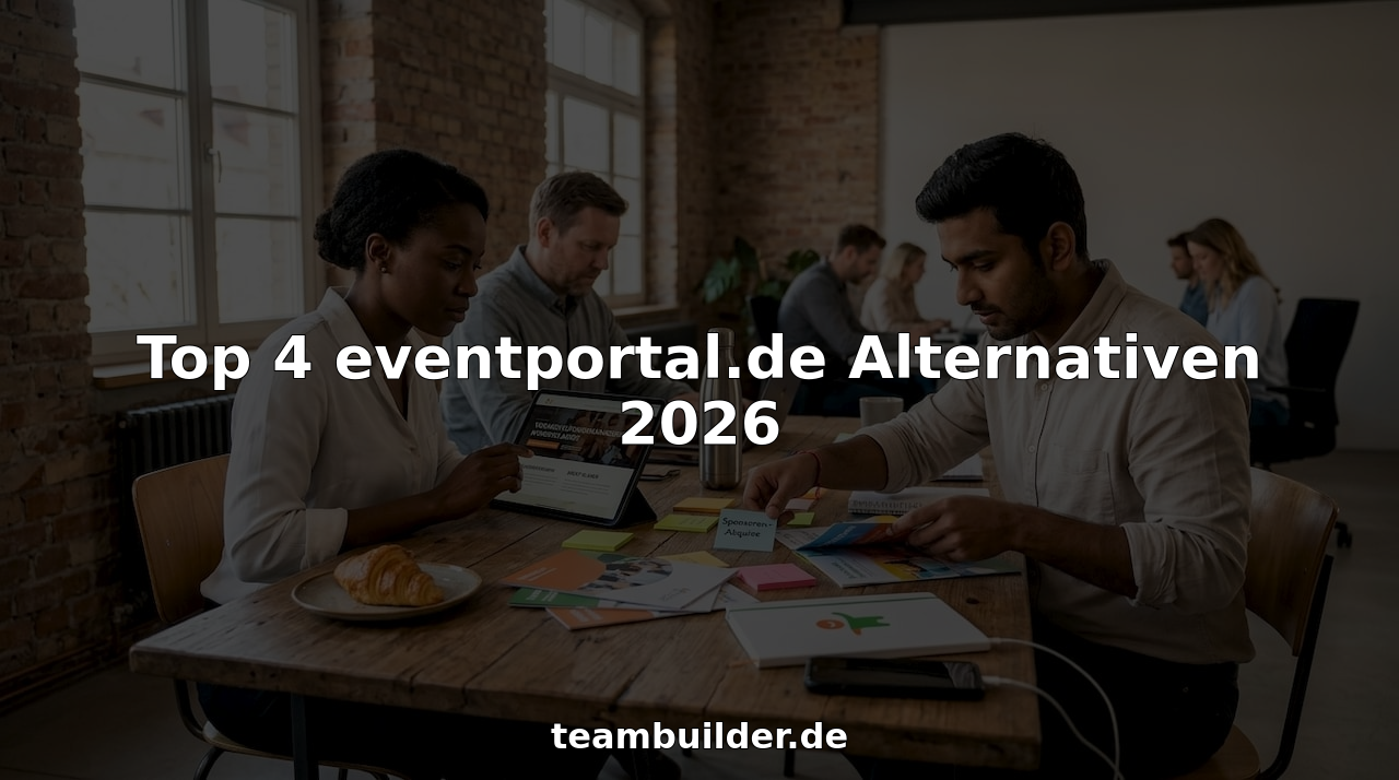 Ein Team bespricht gemeinsam die Organisation einer Veranstaltung im modernen Großraumbüro.
