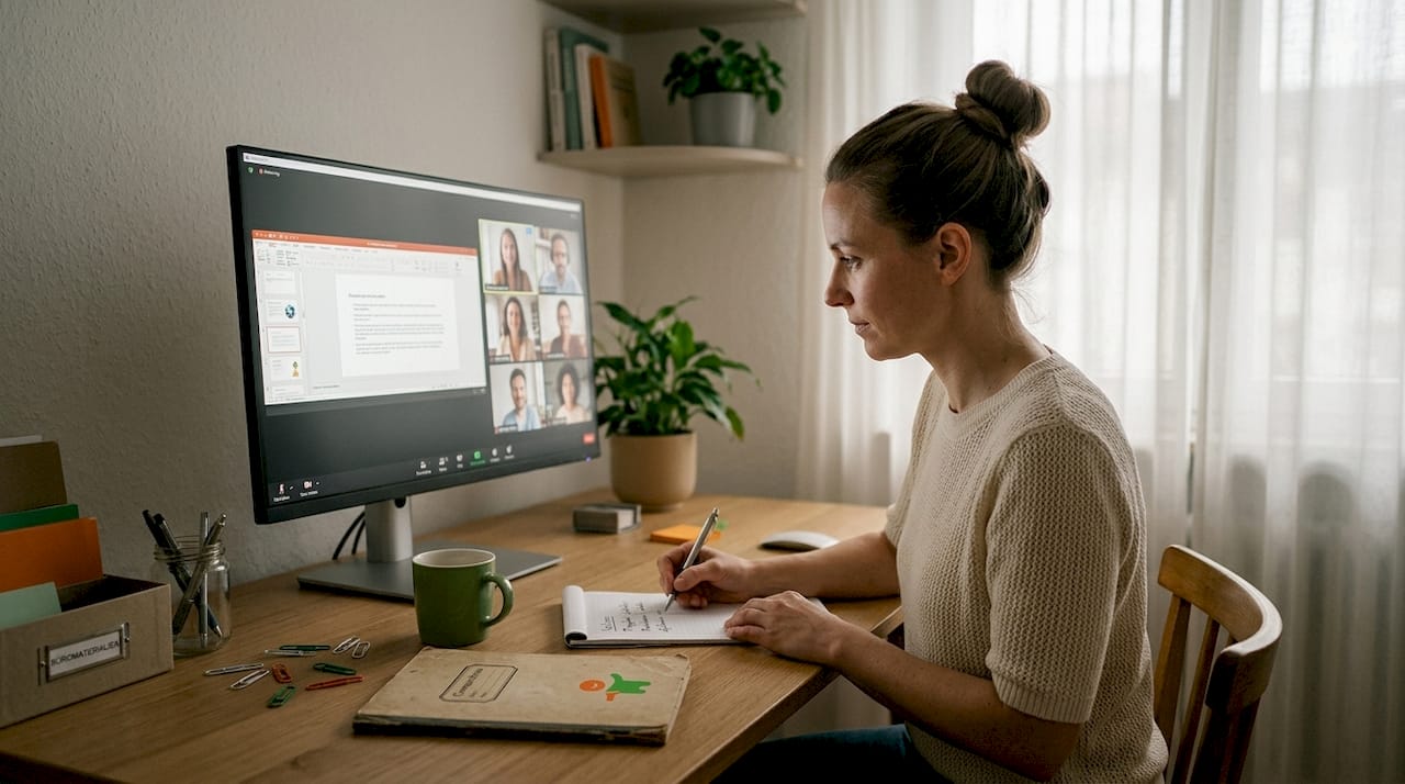 Teamleiter führt aus dem Homeoffice eine Videokonferenz mit seinem Team