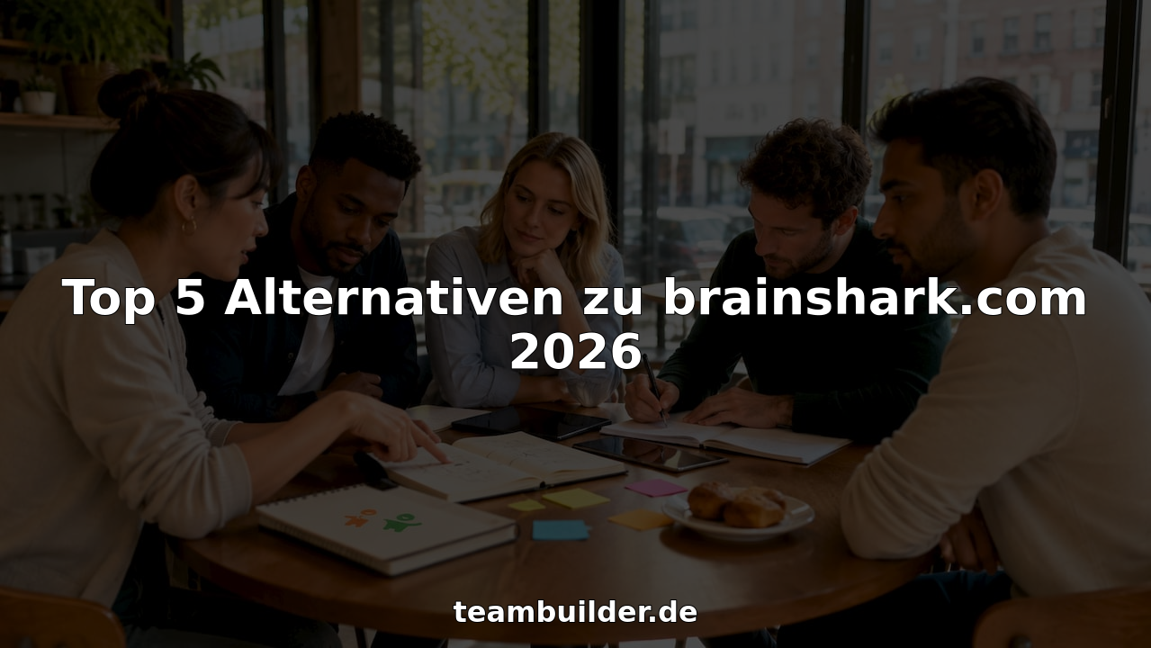 Das Team sitzt gemeinsam am Tisch und entwickelt kreative Ideen für neue Möglichkeiten des Teambuildings.